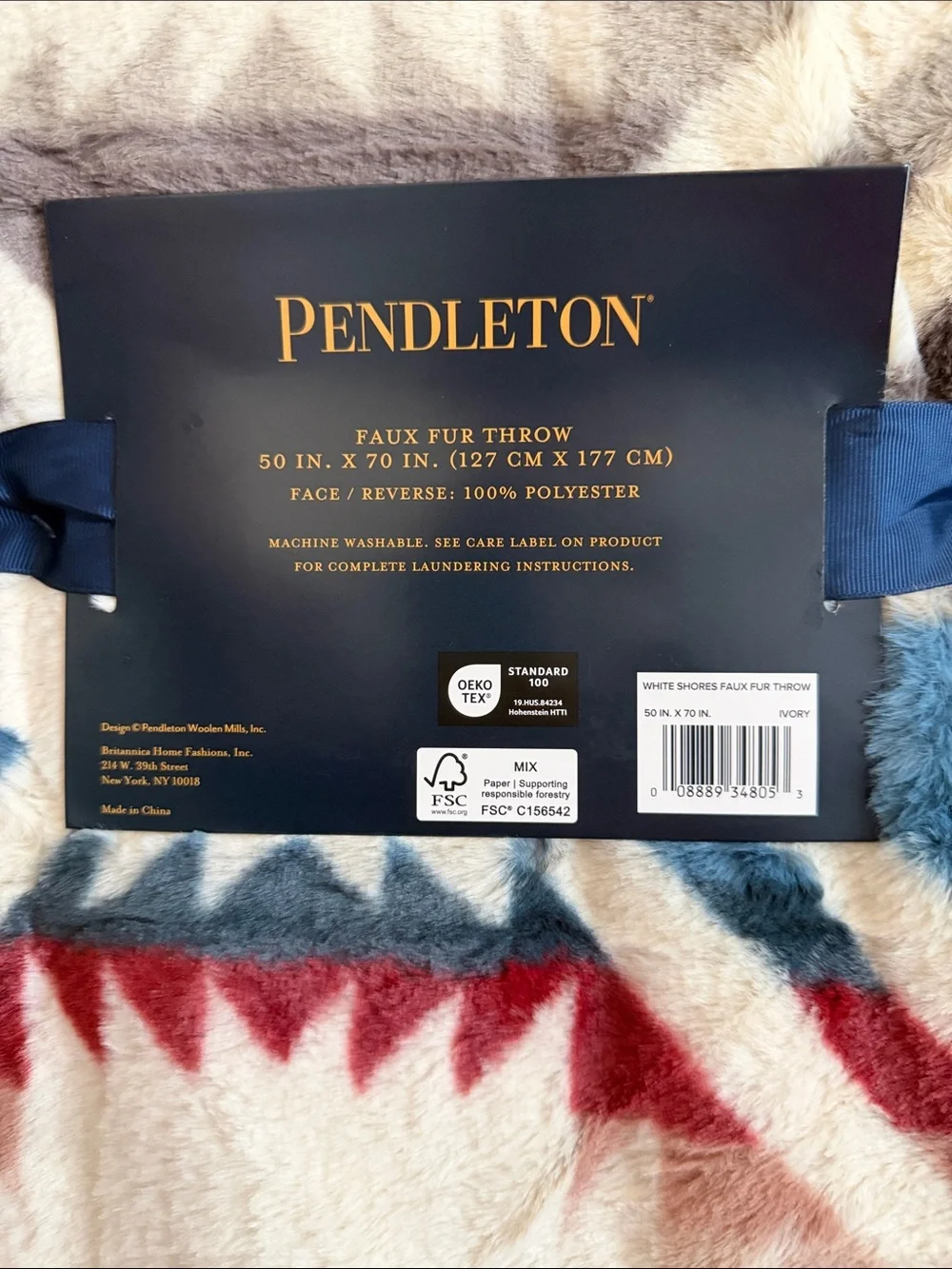 Pendleton Faux Fur Mulit- Color Throw Blanket
